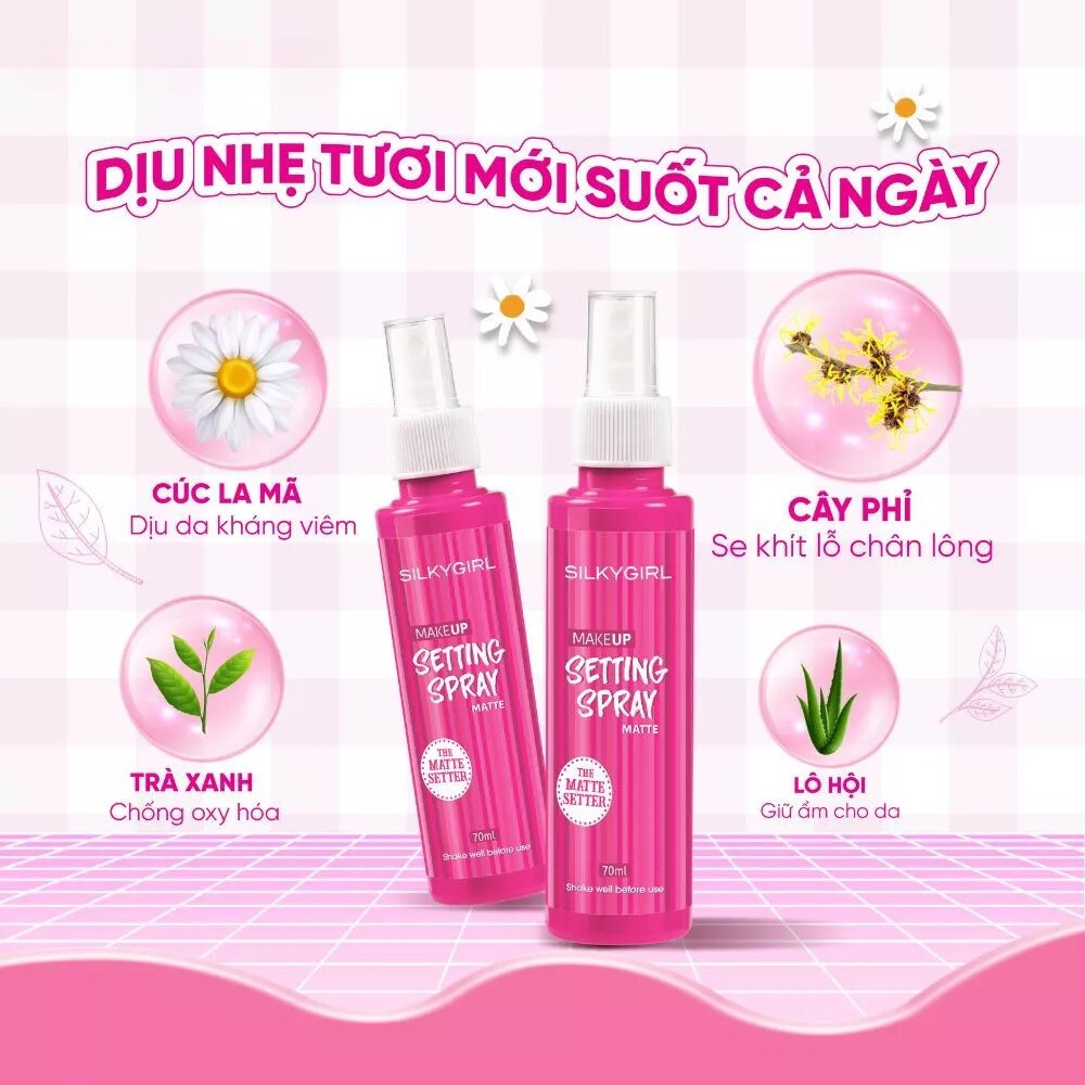 Xịt Giữ Lớp Trang Điểm Lâu Trôi Silkygirl Makeup Setting Spray - Matte