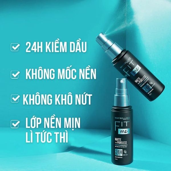 Xịt Khóa Nền Cố Định Trang Điểm Maybelline Fit Me Matte + Poreless Setting Spray 60ml