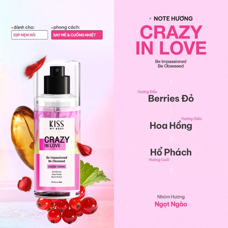 Xịt Thơm Toàn Thân Hương Nước Hoa Kiss My Body 88ml - Crazy In Love