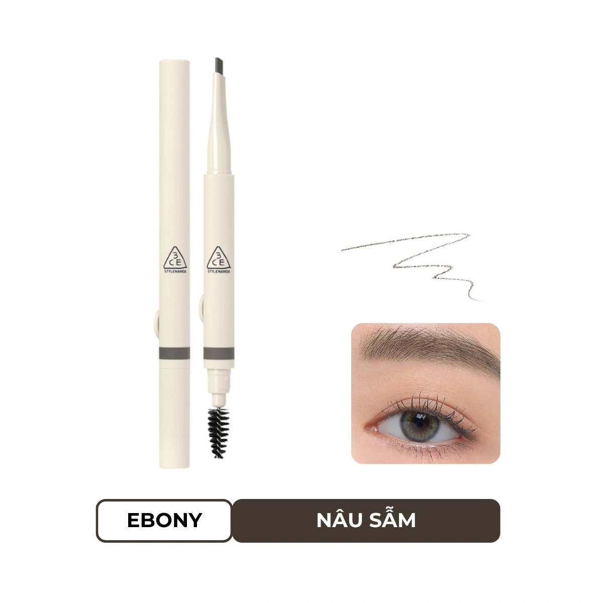 Chì Kẻ Mày 3CE Easy Brow Pencil #Ebony